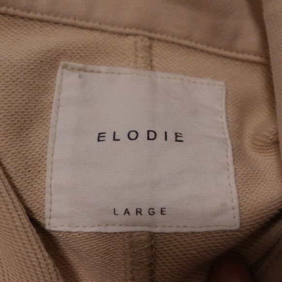 Elodie Women Large Jacket Button Front Crop Frayed Hem Pocket Drawstring Cream - Picture 4 of 6